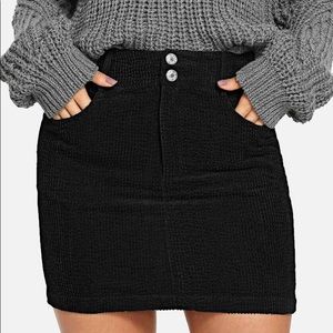 Black Button Front Bodycon Skirt